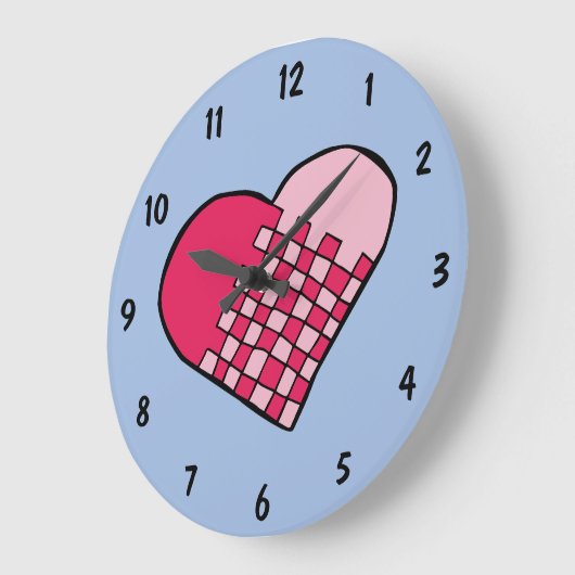 Cheery Tilted Woven Heart Doodle Große Wanduhr (Winkel)
