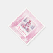 Cheery Winter Forest Pink Snowman Christmas Napkin Serviette (Ecke)
