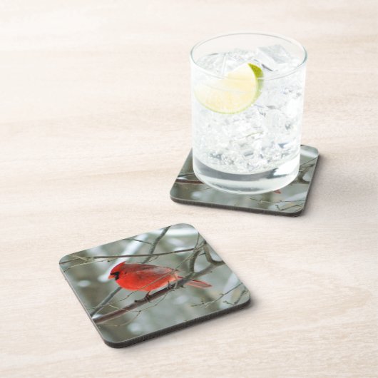 Cheery Winter Kardinal Cork Untersetzer (Rechte Seite)