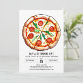 Cheese Boho Pizza Birthday Einladung (Stehend Vorderseite)