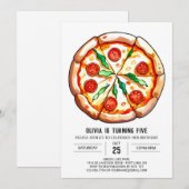 Cheese Boho Pizza Birthday Einladung (Vorne/Hinten)