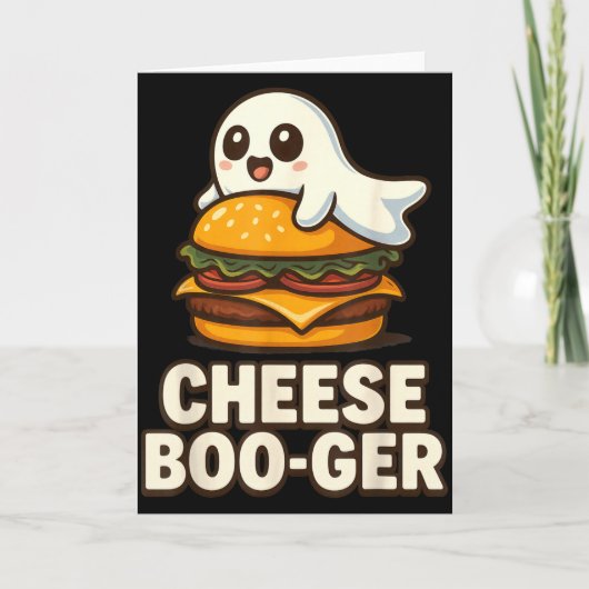 Cheese Boo-ger Cute Ghost Burger Funny Food Pun Ha Karte (Vorderseite)