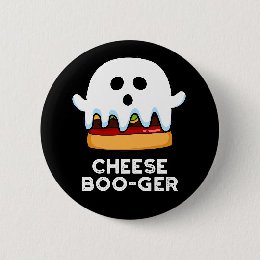 Cheese Boo ger Funny Ghost Pun Dark BG Button (Vorderseite)