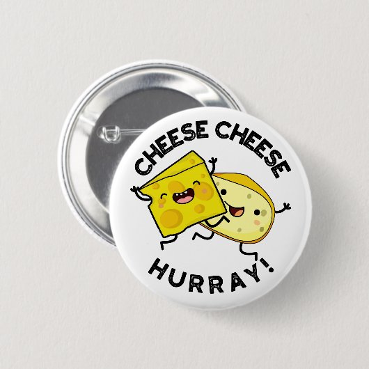 Cheese Cheese Hurray Funny Cheese Puff Button (Vorne & Hinten)