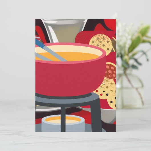 Cheese Fondue Feiertagskarte (Stehend Vorderseite)