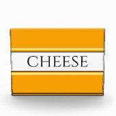 CHEESE Fun Hellgoldgelbe Streifen Fotoblock (Vorderseite)