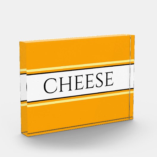 CHEESE Fun Hellgoldgelbe Streifen Fotoblock (Links)