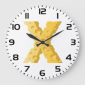 Cheese Letter X Typography Große Wanduhr (Vorderseite)