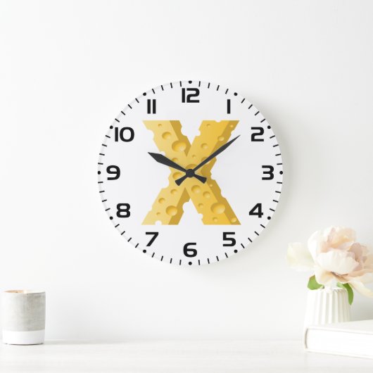 Cheese Letter X Typography Große Wanduhr (Zuhause)