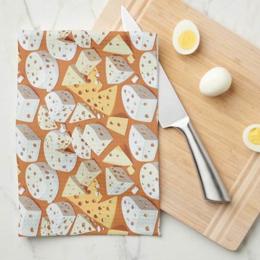 Cheese Pieces With Natural Holes Cute Pattern Geschirrtuch (Viertel Falte)