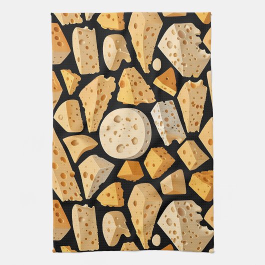 Cheese Pieces With Natural Holes Cute Pattern Geschirrtuch (Vertikal)