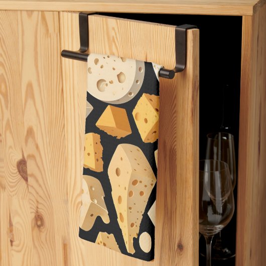 Cheese Pieces With Natural Holes Cute Pattern Geschirrtuch (Drittel gefaltet)