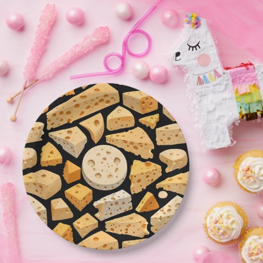 Cheese Pieces With Natural Holes Cute Pattern Pappteller (Party)