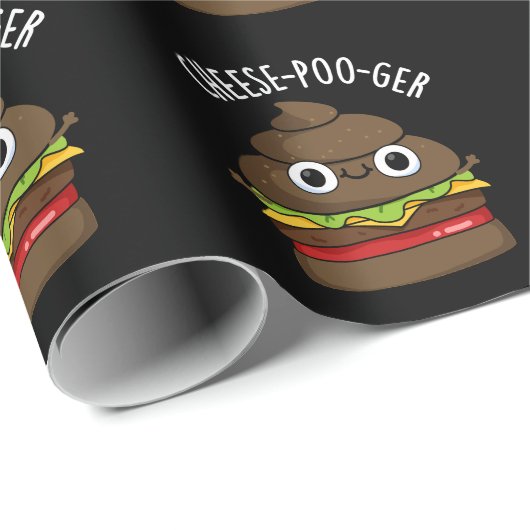 Cheese-poo ger Funny Kack Pun Dark BG Geschenkpapier (Rolleneckpunkt)