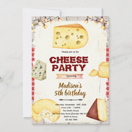 Cheese theme party invitation einladung (Vorderseite)