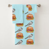 Cheeseburger Bird Black Capped Chickadea Aqua Badhandtuch Set (Insitu)