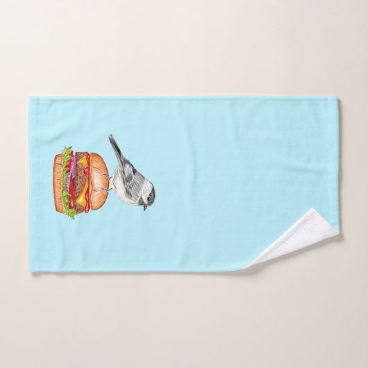 Cheeseburger Bird Black Capped Chickadea Aqua Badhandtuch Set (Handtuch)