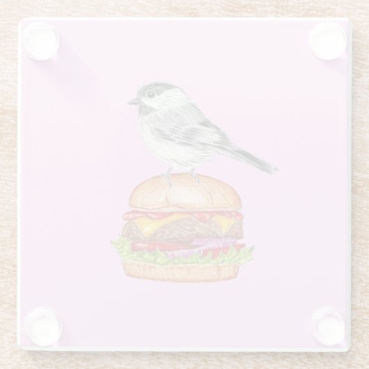 Cheeseburger Bird Black Capped Chickadee Pink Glasuntersetzer (Rückseite)