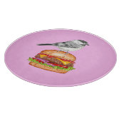 Cheeseburger Bird Black Capped Chickadee Pink Schneidebrett (Ecke)