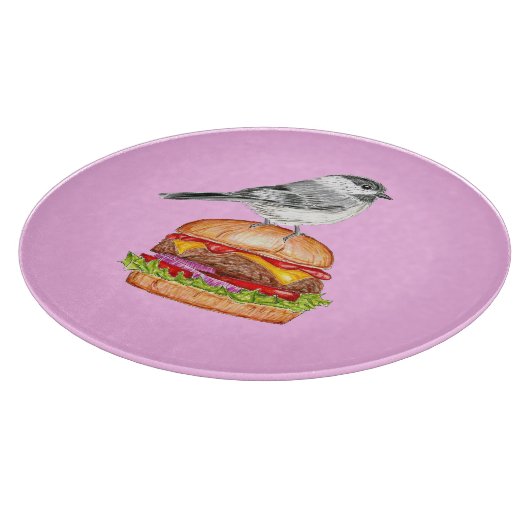 Cheeseburger Bird Black Capped Chickadee Pink Schneidebrett (Ecke)
