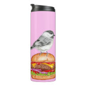 Cheeseburger Bird Black Capped Chickadee Pink Thermosbecher (Nach rechts gedreht)
