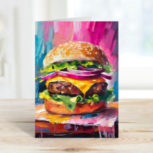 Cheeseburger Bunte Moderne Abstrakte Kunst Karte