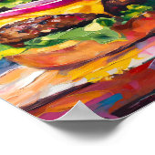 Cheeseburger Bunte Moderne Abstrakte Kunst Poster (Ecke)