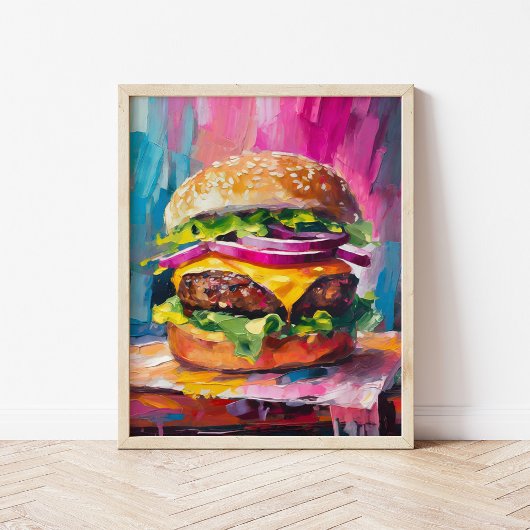 Cheeseburger Bunte Moderne Abstrakte Kunst Poster