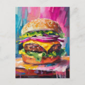 Cheeseburger Bunte Moderne Abstrakte Kunst Postkarte (Vorderseite)