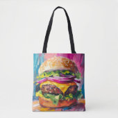 Cheeseburger Bunte Moderne Abstrakte Kunst Tasche (Vorderseite)