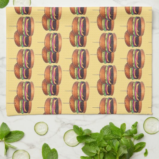 Cheeseburger Burger Hamburger Sliders Bar Pub Geschirrtuch (Gefaltet)