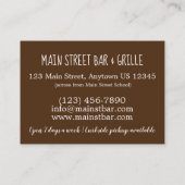 Cheeseburger Burger Hamburger Sliders Bar Pub Visitenkarte (Rückseite)