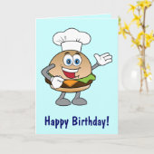 Cheeseburger Cartoon Happy Birthday Karte (Gelbe Blume)
