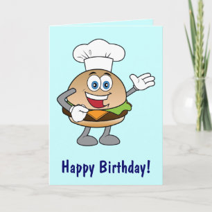 Cheeseburger Cartoon Happy Birthday Karte