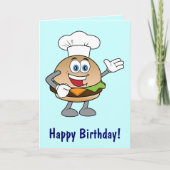 Cheeseburger Cartoon Happy Birthday Karte (Vorderseite)
