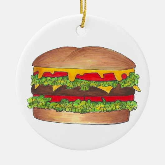Cheeseburger Cookout Picnic Hamburger Burger Keramik Ornament (Vorne)