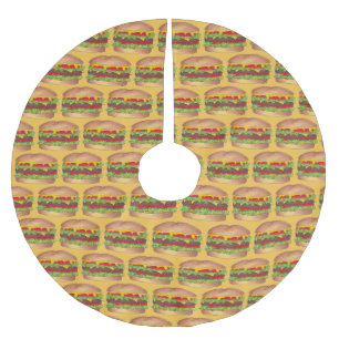 Cheeseburger Cookout Picnic Hamburger Burger Polyester Weihnachtsbaumdecke