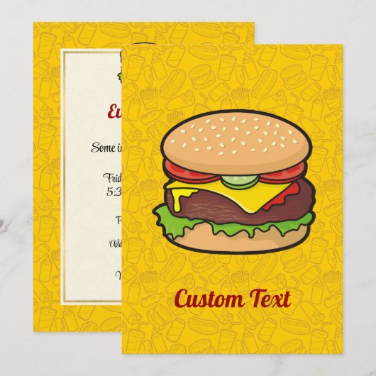 Cheeseburger Einladung (Vorne/Hinten)