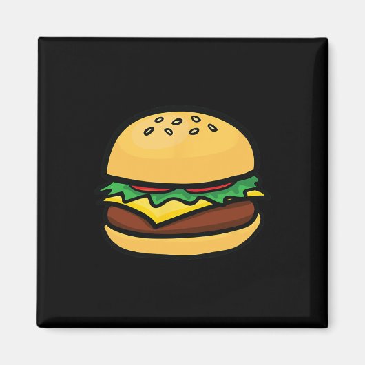 Cheeseburger-Emoticon Hamburger Käse Bbq  Magnet (Vorne)