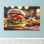 Cheeseburger & Fries Leinwanddruck (Insitu (Holzboden))