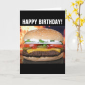 CHEESEBURGER FUNNY BIRTHDAY CARD KARTE (Gelbe Blume)