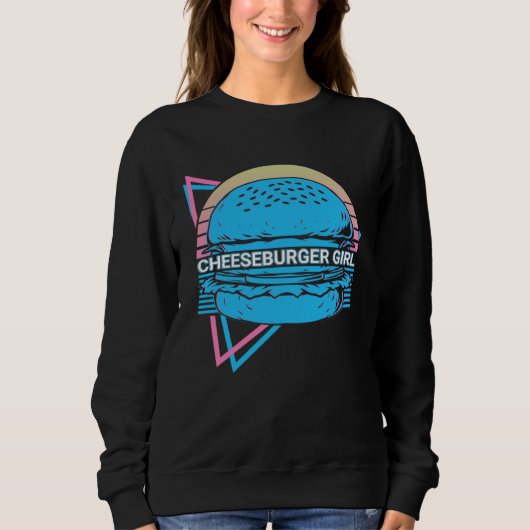 Cheeseburger Girl Burger Retro Sweatshirt (Vorderseite)