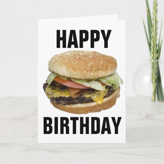 CHEESEBURGER GLÜCKLICH BIRTHDAY GREETING CARDS KARTE (Vorderseite)