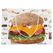 Cheeseburger GRILLEN Grill Fast Food Große Geschenktüte (Rückseite)