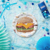 Cheeseburger GRILLEN Grill Fast Food Pappteller (Party)
