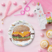 Cheeseburger GRILLEN Grill Fast Food Pappteller (Party)