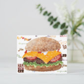 Cheeseburger GRILLEN Grill Fast Food Postkarte (Stehend Vorderseite)