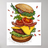 Cheeseburger Hamburger Burger Funny Food Poster (Vorne)