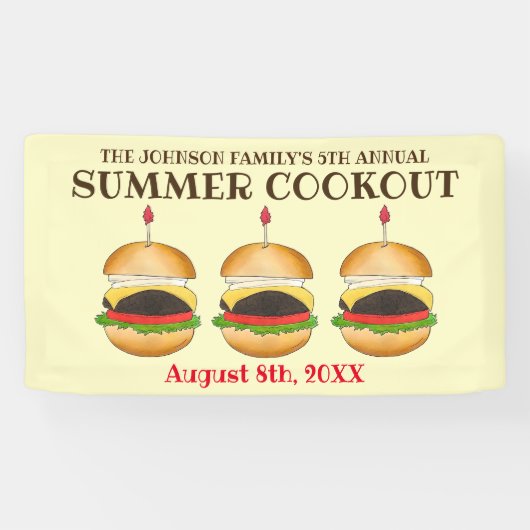 Cheeseburger Hamburger Burger Picnic Barbecue GRIL Banner (Horizontal)