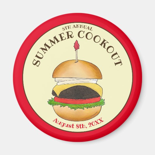 Cheeseburger Hamburger Burger Picnic Barbecue GRIL Magnet (Vorne)